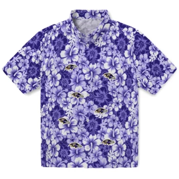 baltimore ravens hibiscus blooms purple hawaiian shirts best selling