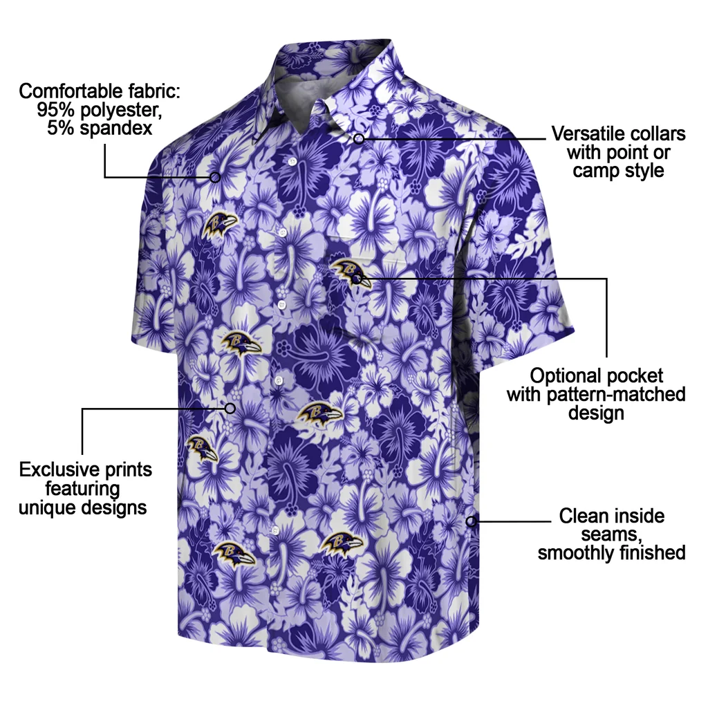 Baltimore Ravens Hawaiian Shirt - Hibiscus Blooms baltimore ravens hibiscus blooms purple hawaiian shirts new arrival