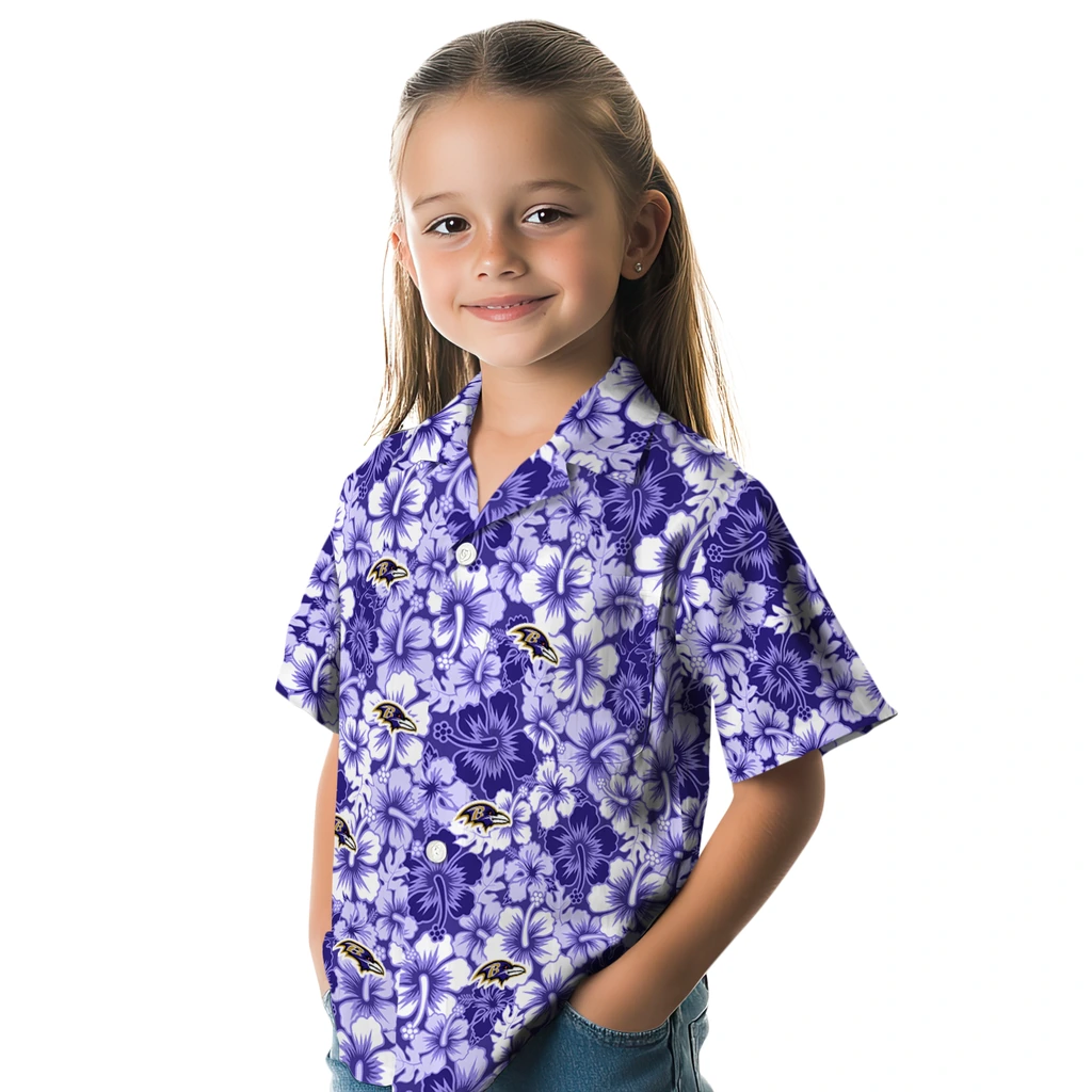Baltimore Ravens Hawaiian Shirt - Hibiscus Blooms baltimore ravens hibiscus blooms purple hawaiian shirts premium grade