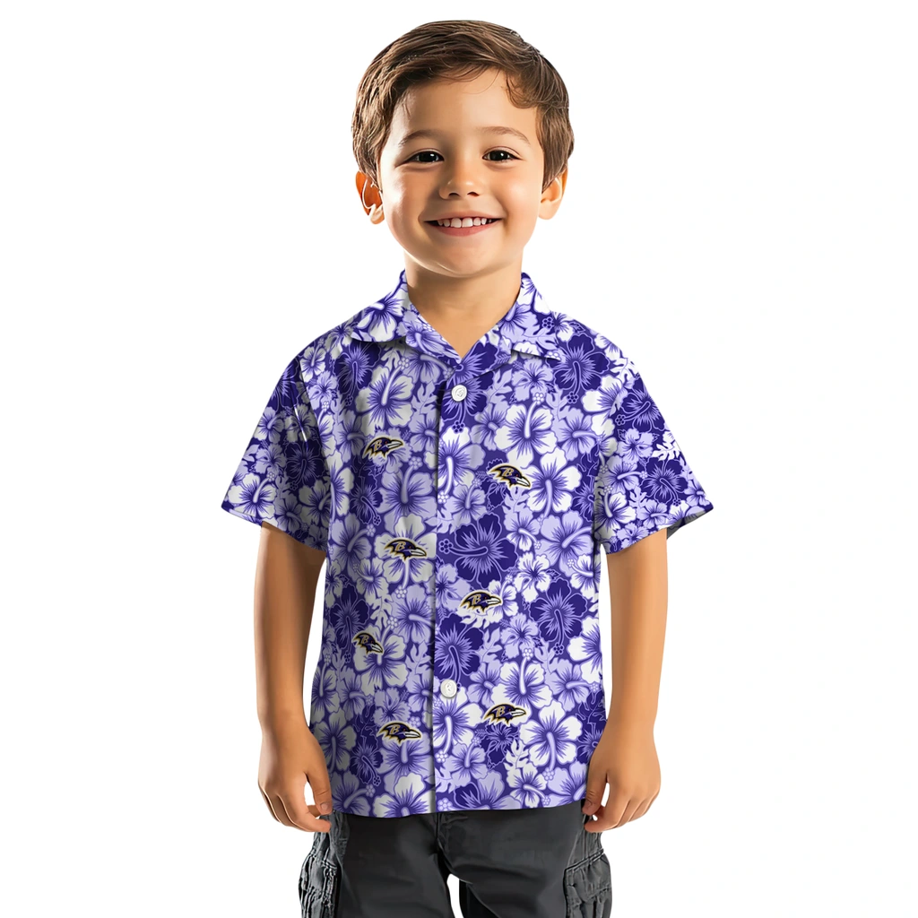 Baltimore Ravens Hawaiian Shirt - Hibiscus Blooms baltimore ravens hibiscus blooms purple hawaiian shirts top rated