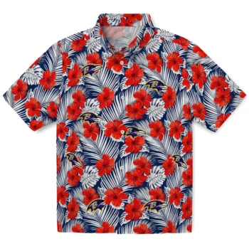 baltimore ravens hibiscus fiesta red royal blue hawaiian shirts best selling