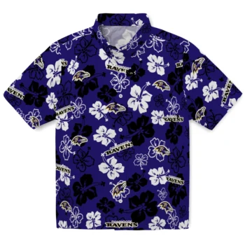 baltimore ravens hibiscus bloom purple hawaiian shirts best selling