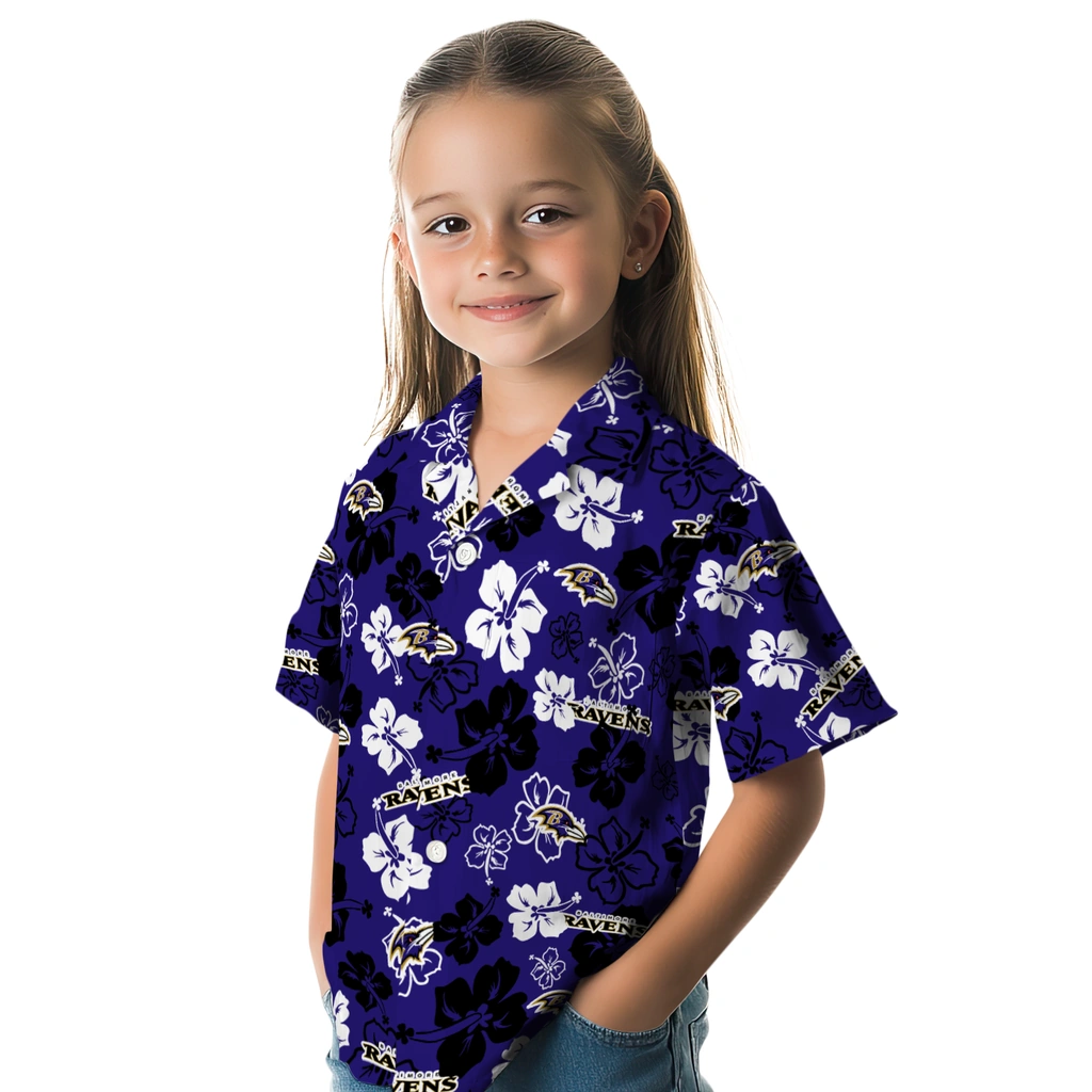 Baltimore Ravens Hawaiian Shirt - Hibiscus Flower Design baltimore ravens hibiscus bloom purple hawaiian shirts premium grade