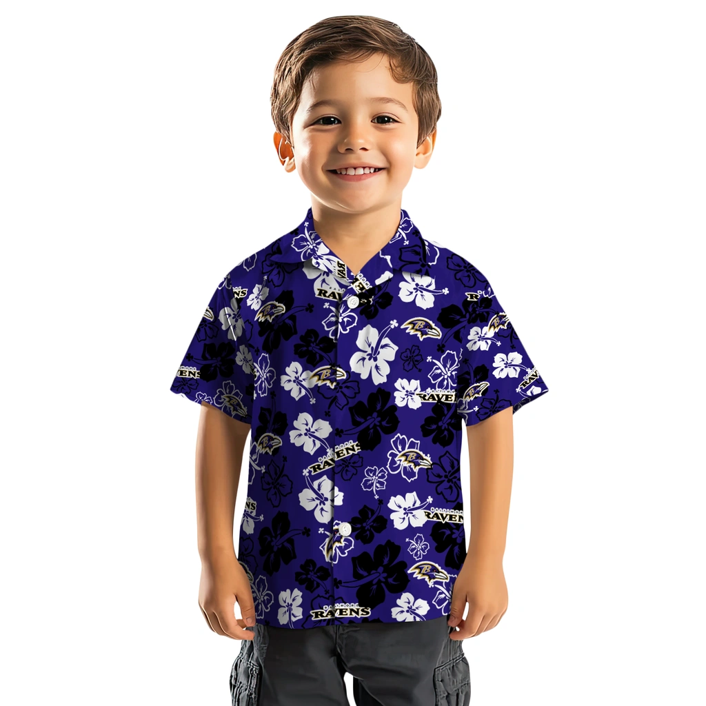 Baltimore Ravens Hawaiian Shirt - Hibiscus Flower Design baltimore ravens hibiscus bloom purple hawaiian shirts top rated