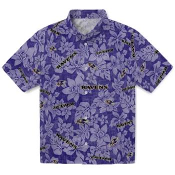 baltimore ravens hibiscus oasis purple hawaiian shirts best selling