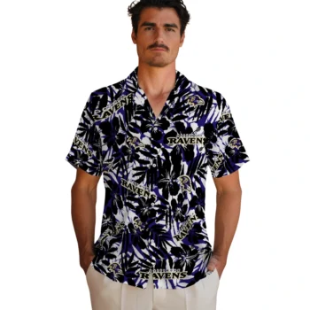 baltimore ravens hibiscus overlay hawaiian shirts fashion forward