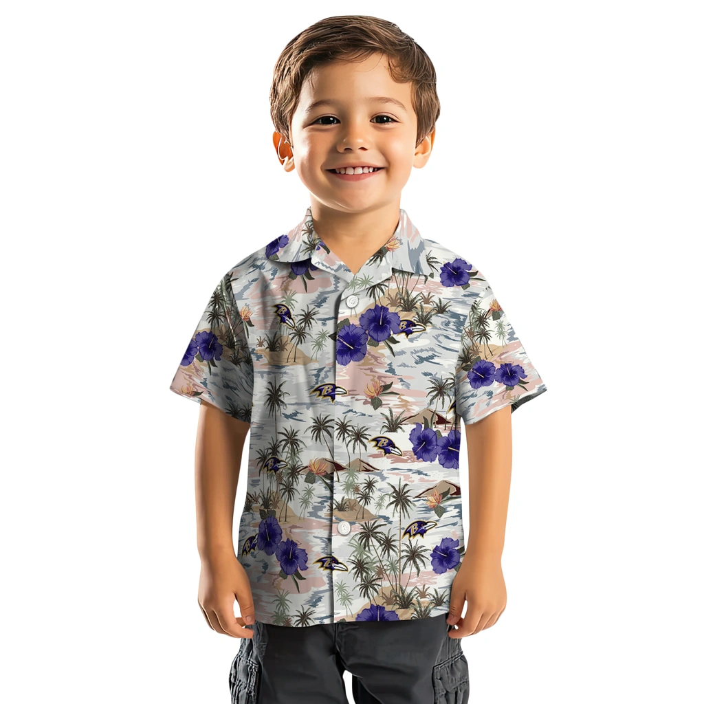 Baltimore Ravens Hawaiian Shirt - Hibiscus Seaside baltimore ravens hibiscus seaside white hawaiian shirts top rated
