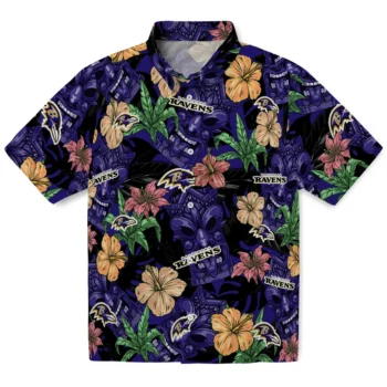 baltimore ravens tiki jungle purple hawaiian shirts best selling
