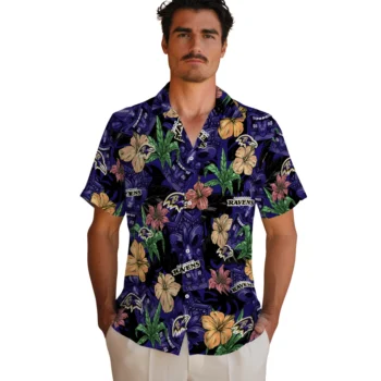 baltimore ravens tiki jungle purple hawaiian shirts fashion forward