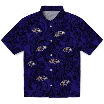 baltimore ravens leaf outline purple hawaiian shirts best selling