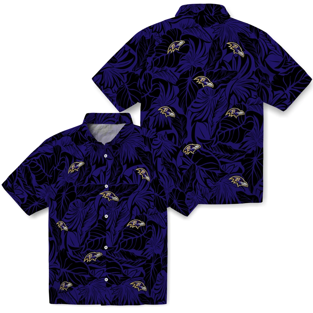 Baltimore Ravens Hawaiian Shirt - Monstera Layer baltimore ravens monstera layer purple hawaiian shirts high quality
