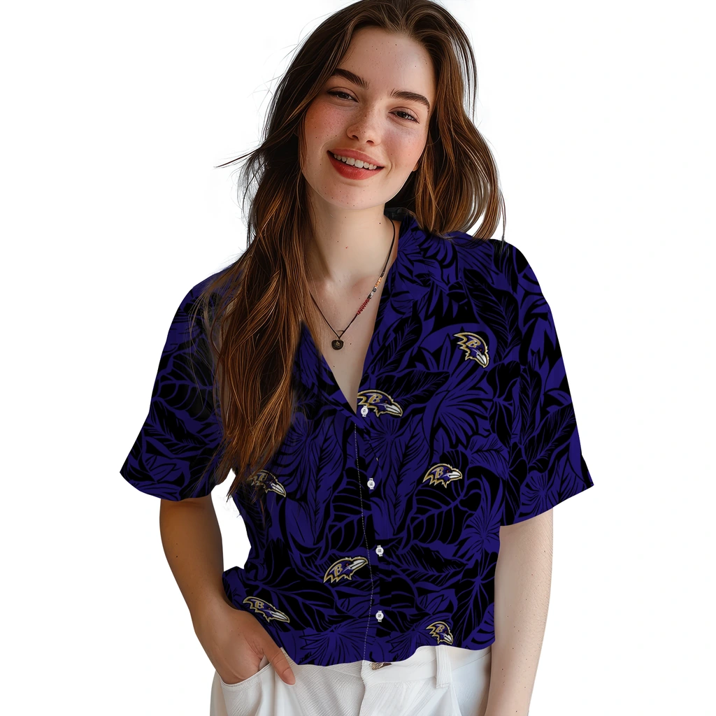 Baltimore Ravens Hawaiian Shirt - Monstera Layer baltimore ravens monstera layer purple hawaiian shirts latest model