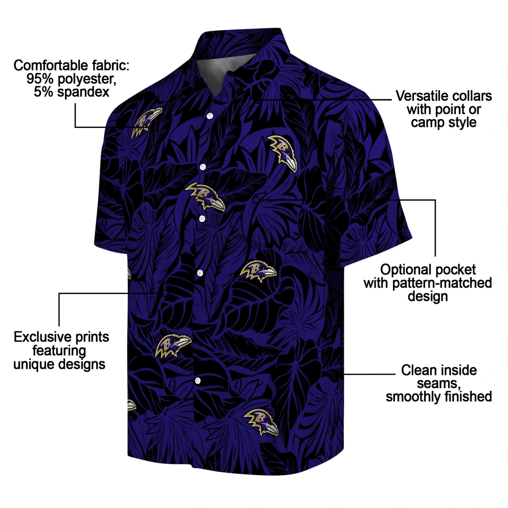 Baltimore Ravens Hawaiian Shirt - Monstera Layer baltimore ravens monstera layer purple hawaiian shirts new arrival