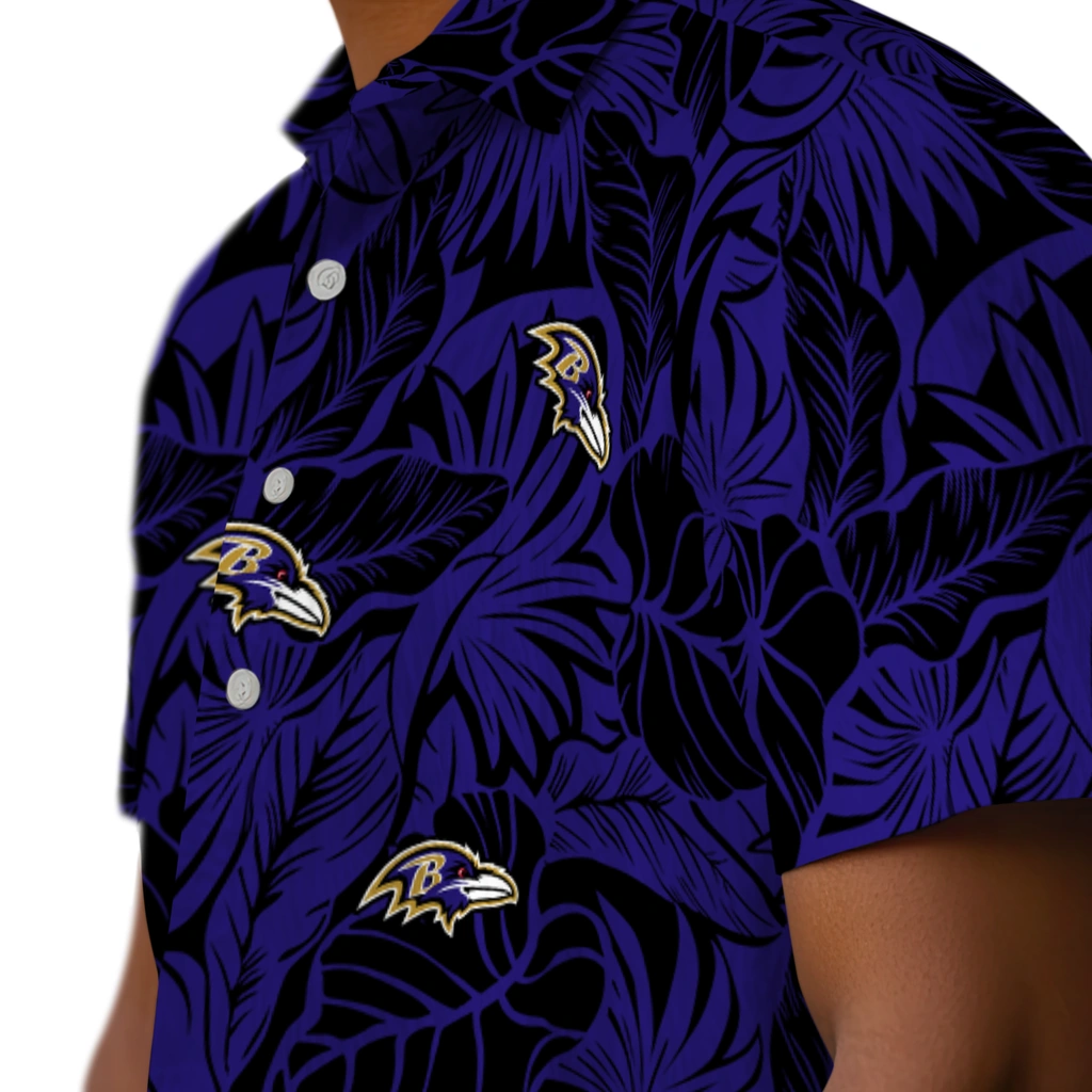 Baltimore Ravens Hawaiian Shirt - Monstera Layer baltimore ravens monstera layer purple hawaiian shirts trendy