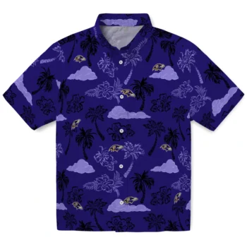 baltimore ravens palm and clouds purple hawaiian shirts best selling