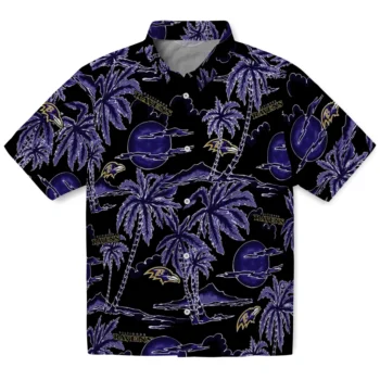 baltimore ravens palm sunset hawaiian shirts best selling
