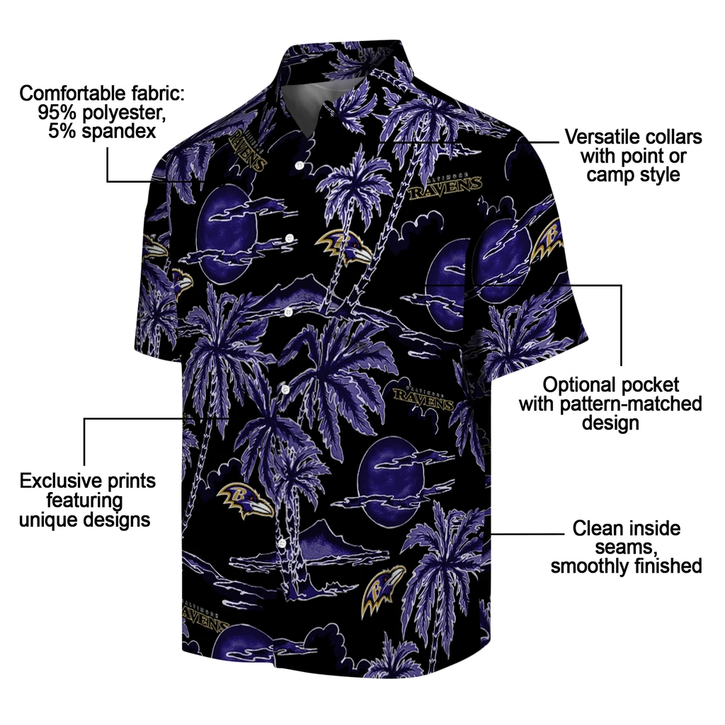 Baltimore Ravens Hawaiian Shirt - Palm Sunset baltimore ravens palm sunset hawaiian shirts new arrival