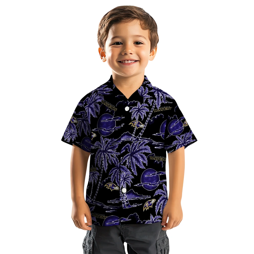 Baltimore Ravens Hawaiian Shirt - Palm Sunset baltimore ravens palm sunset hawaiian shirts top rated