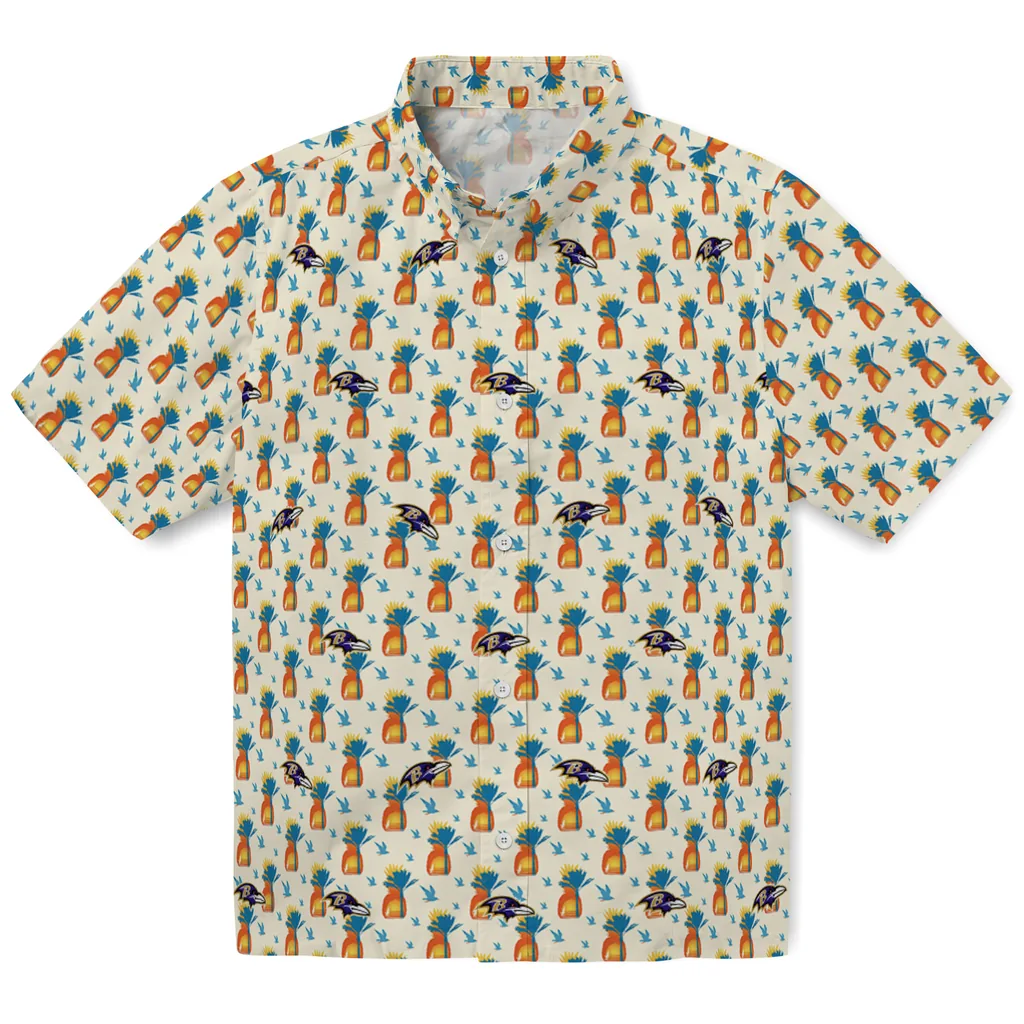 Baltimore Ravens Hawaiian Shirt - Pineapple Delight baltimore ravens pineapple delight beige hawaiian shirts best selling