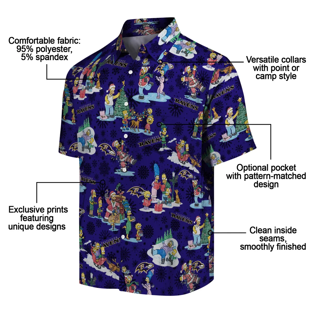 Baltimore Ravens Hawaiian Shirt - Simpsons Christmas baltimore ravens simpsons christmas purple hawaiian shirts new arrival