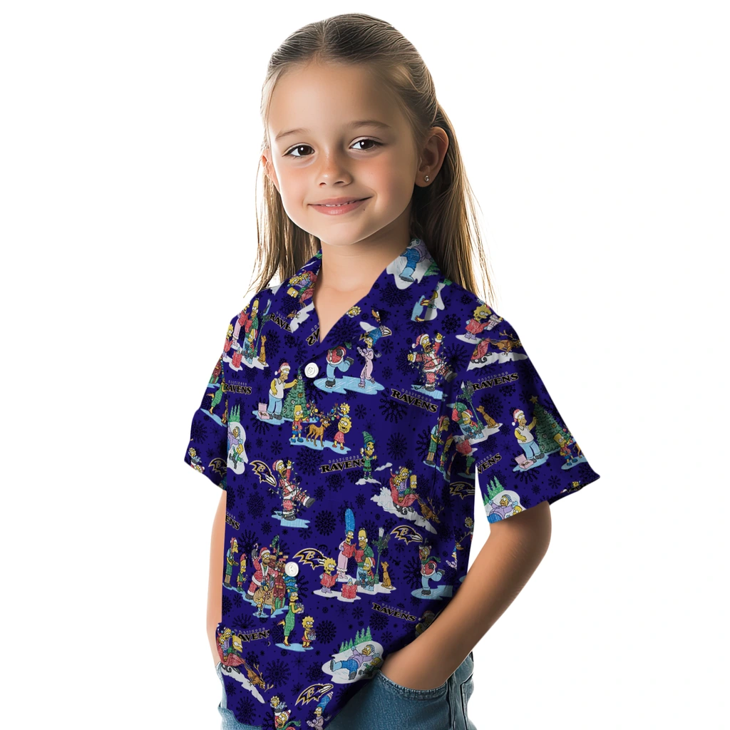Baltimore Ravens Hawaiian Shirt - Simpsons Christmas baltimore ravens simpsons christmas purple hawaiian shirts premium grade