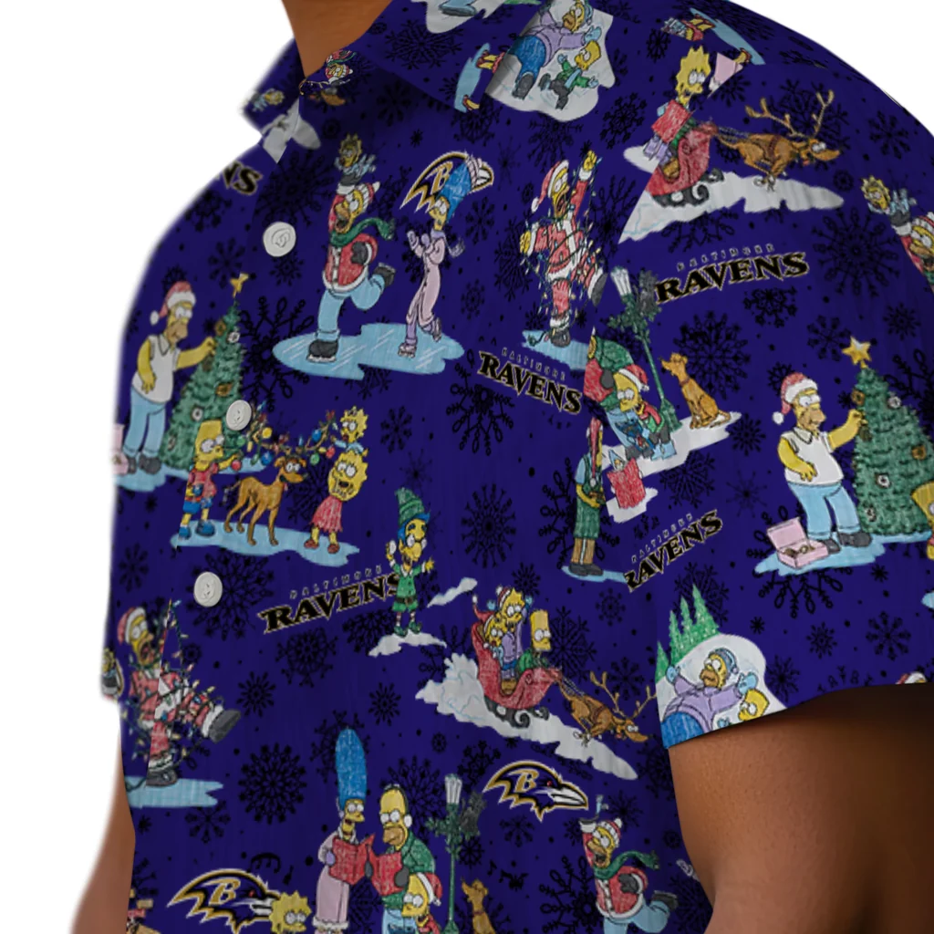 Baltimore Ravens Hawaiian Shirt - Simpsons Christmas baltimore ravens simpsons christmas purple hawaiian shirts trendy