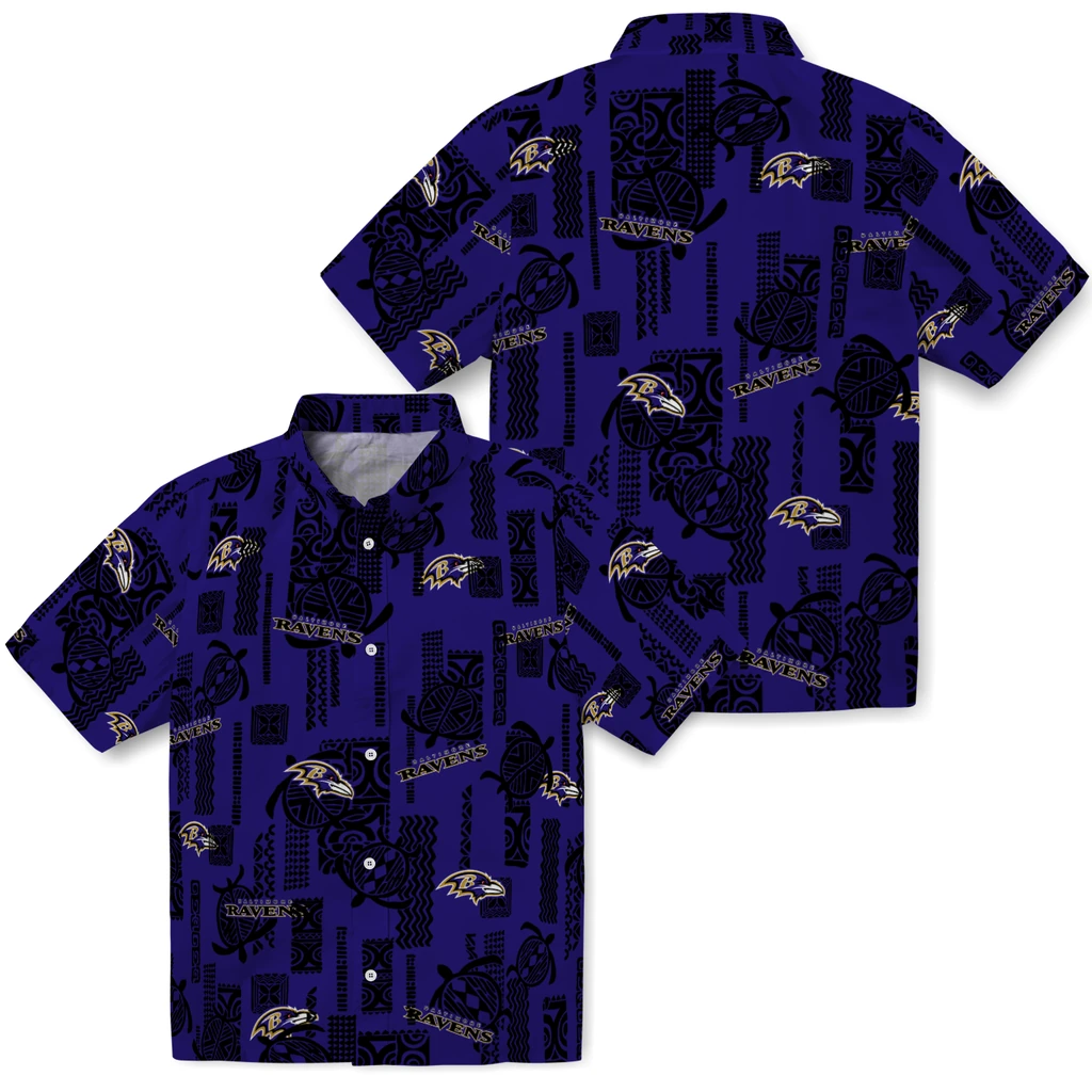 Baltimore Ravens Hawaiian Shirt - Turtle Lines baltimore ravens turtle lines purple hawaiian shirts high quality