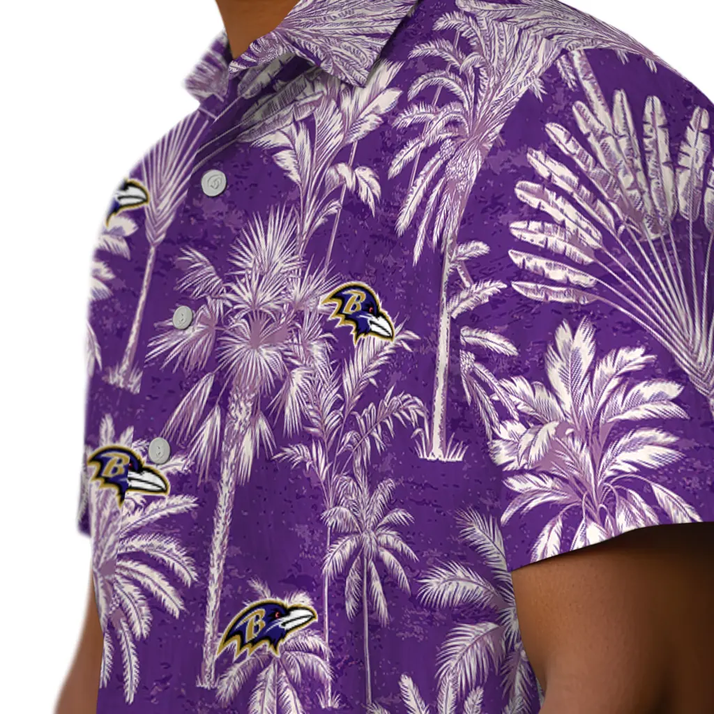 Baltimore Ravens Hawaiian Shirt - Vintage Palm Tree baltimore ravens palm shadows purple hawaiian shirts trendy