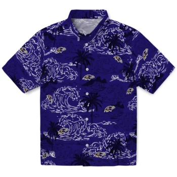 baltimore ravens wave palm purple hawaiian shirts best selling