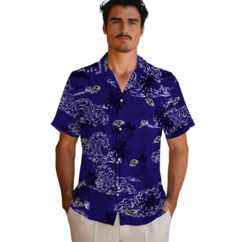 baltimore ravens wave palm purple hawaiian shirts fashion forward