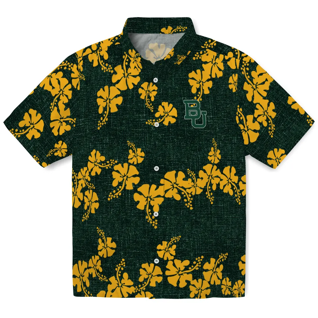 Baylor Bears Hawaiian Shirt - 50th State Flower baylor bears hibiscus petals green hawaiian shirts best selling