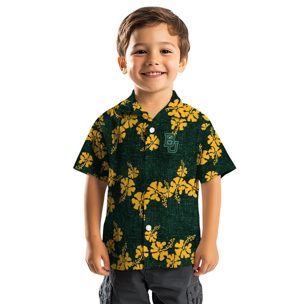 Baylor Bears Hawaiian Shirt - 50th State Flower baylor bears hibiscus petals green hawaiian shirts top rated