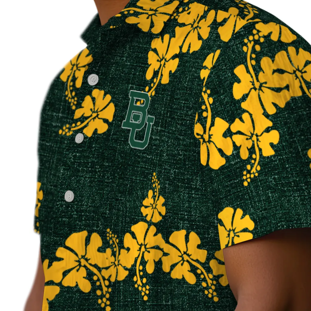 Baylor Bears Hawaiian Shirt - 50th State Flower baylor bears hibiscus petals green hawaiian shirts trendy