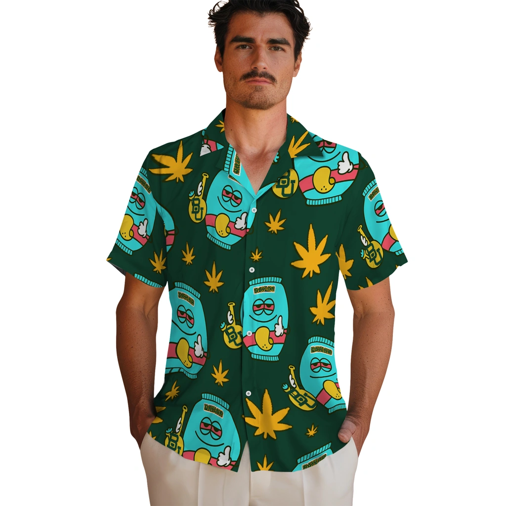 Baylor Bears Hawaiian Shirt - Chill Vibe baylor bears bong smile green hawaiian shirts fashion forward