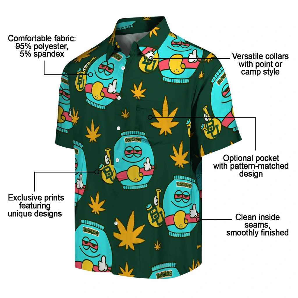 Baylor Bears Hawaiian Shirt - Chill Vibe baylor bears bong smile green hawaiian shirts new arrival