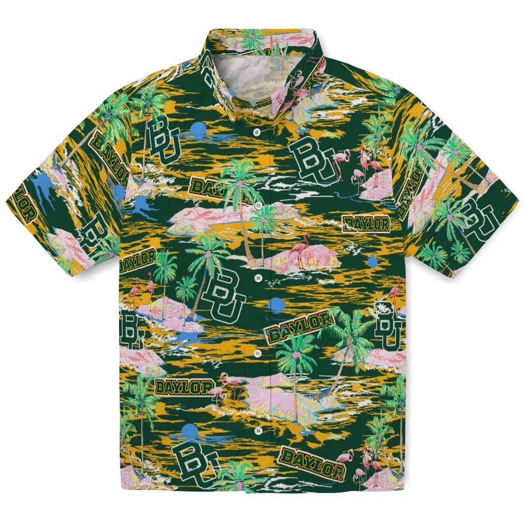 Baylor Bears Hawaiian Shirt - Hawaii Island baylor bears flamingo retreat green hawaiian shirts best selling
