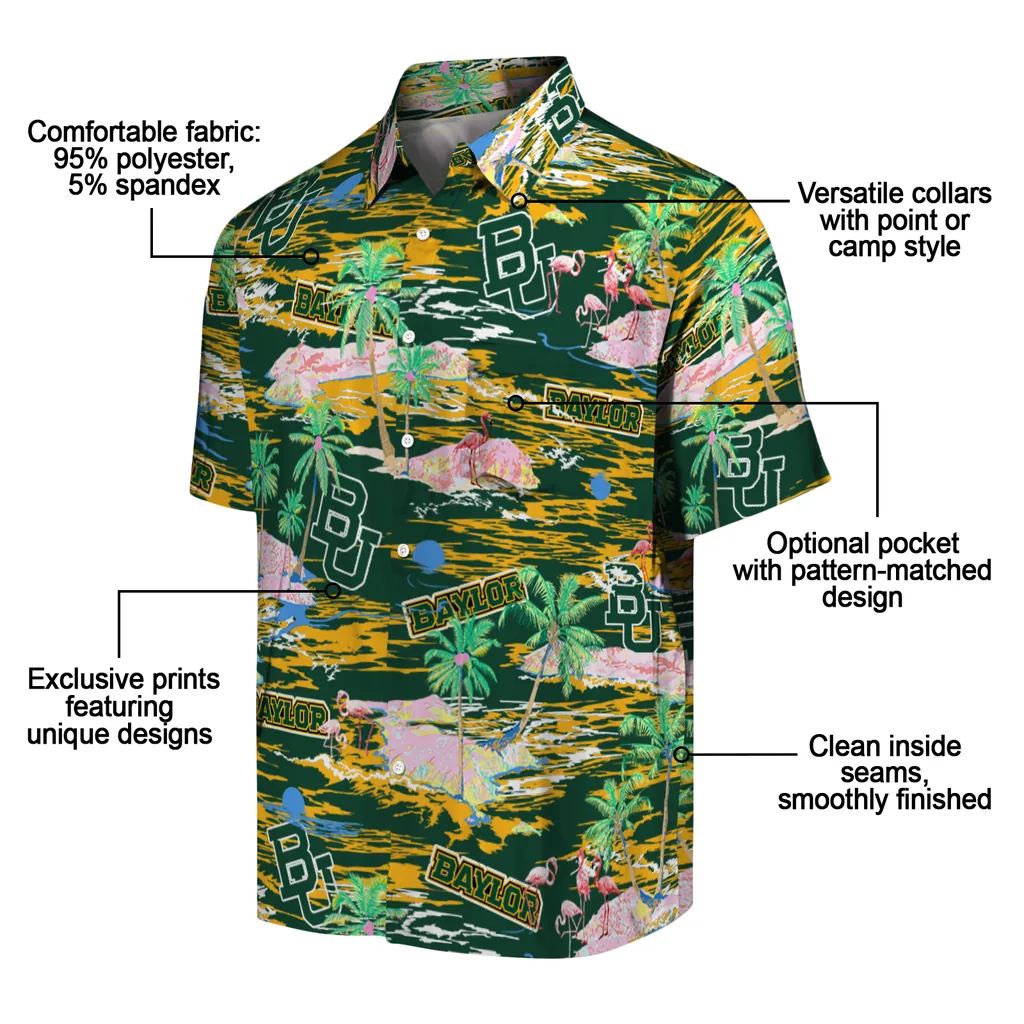 Baylor Bears Hawaiian Shirt - Hawaii Island baylor bears flamingo retreat green hawaiian shirts new arrival