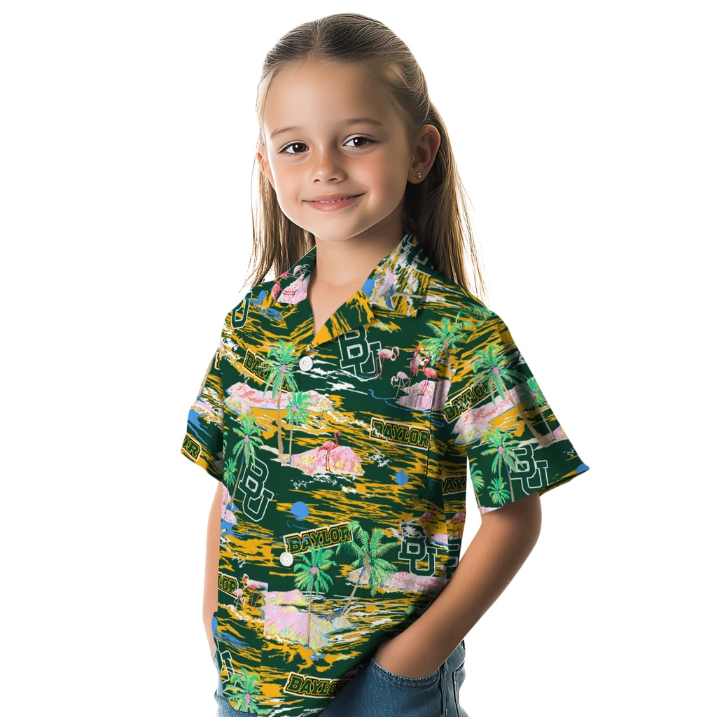Baylor Bears Hawaiian Shirt - Hawaii Island baylor bears flamingo retreat green hawaiian shirts premium grade