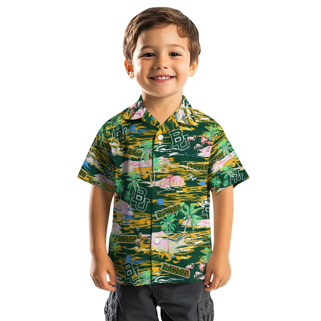 Baylor Bears Hawaiian Shirt - Hawaii Island baylor bears flamingo retreat green hawaiian shirts top rated