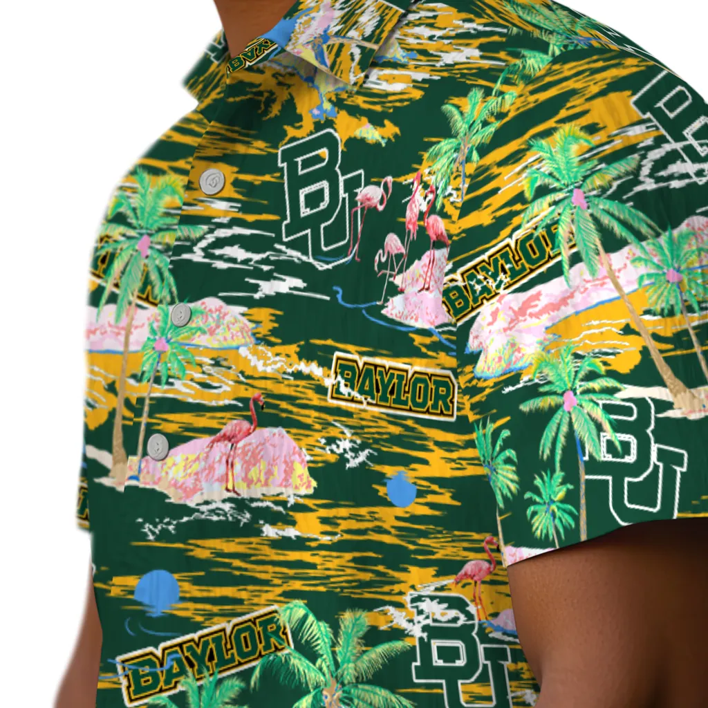 Baylor Bears Hawaiian Shirt - Hawaii Island baylor bears flamingo retreat green hawaiian shirts trendy