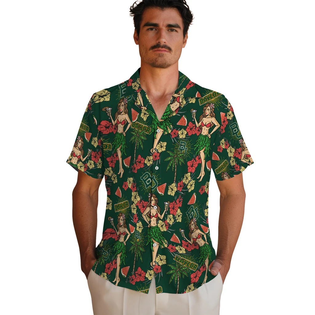 Baylor Bears Hawaiian Shirt - Hawaiian Girls Design baylor bears hawaiian girls design green hawaiian shirts fashion forward