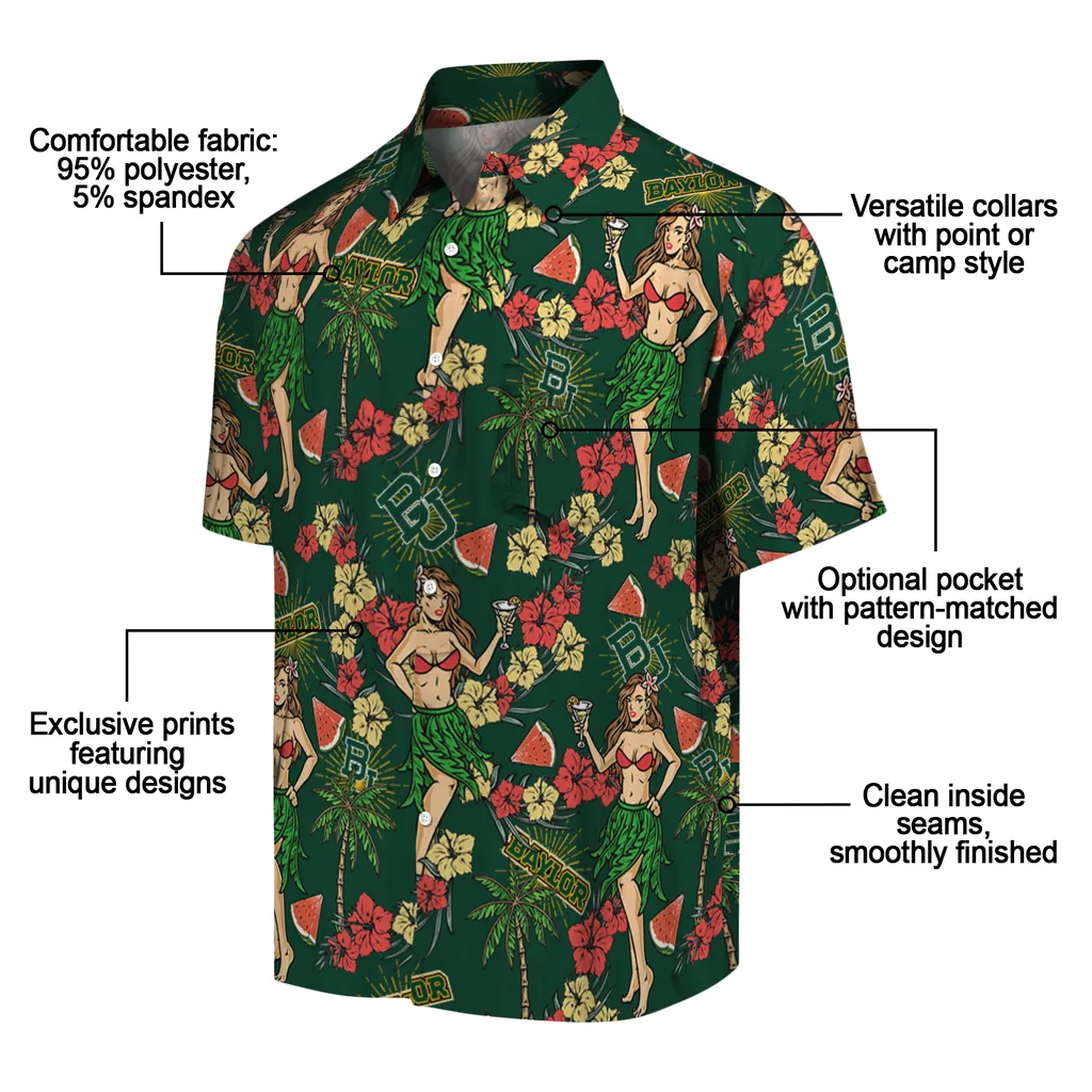 Baylor Bears Hawaiian Shirt - Hawaiian Girls Design baylor bears hawaiian girls design green hawaiian shirts new arrival