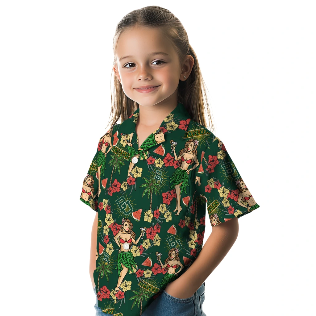 Baylor Bears Hawaiian Shirt - Hawaiian Girls Design baylor bears hawaiian girls design green hawaiian shirts premium grade
