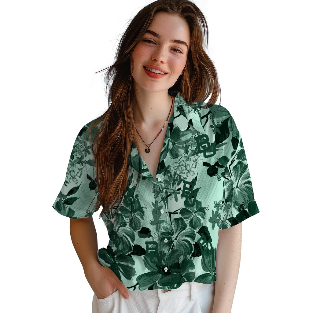 Baylor Bears Hawaiian Shirt - Hibiscus Arrangement baylor bears hibiscus arrangement green hawaiian shirts latest model