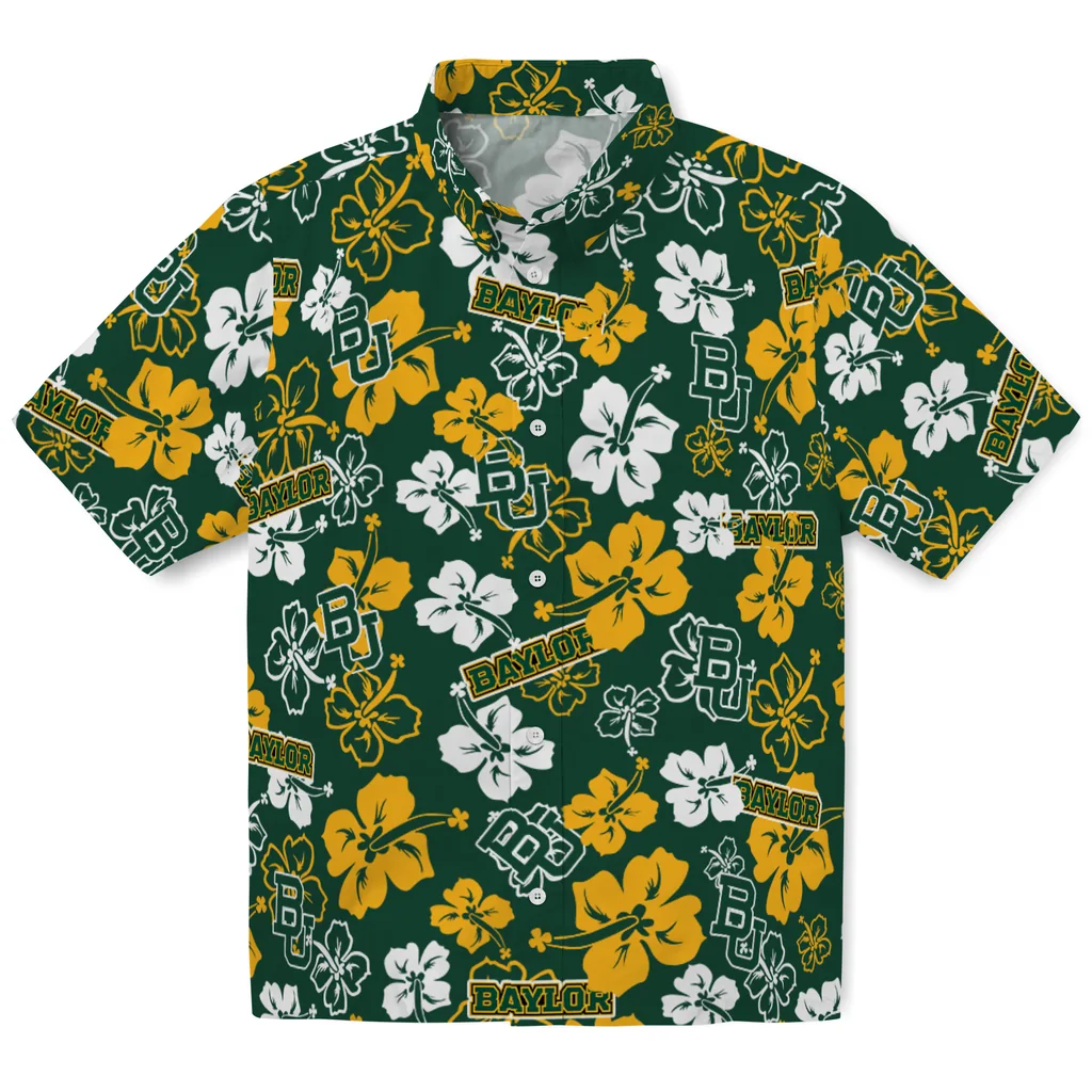 Baylor Bears Hawaiian Shirt - Hibiscus Flower Design baylor bears hibiscus bloom green hawaiian shirts best selling