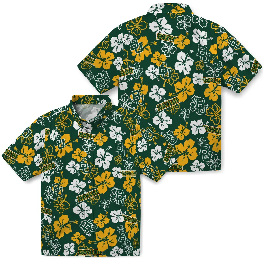 Baylor Bears Hawaiian Shirt - Hibiscus Flower Design baylor bears hibiscus bloom green hawaiian shirts high quality