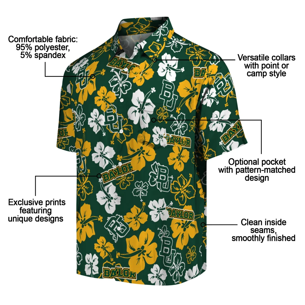 Baylor Bears Hawaiian Shirt - Hibiscus Flower Design baylor bears hibiscus bloom green hawaiian shirts new arrival