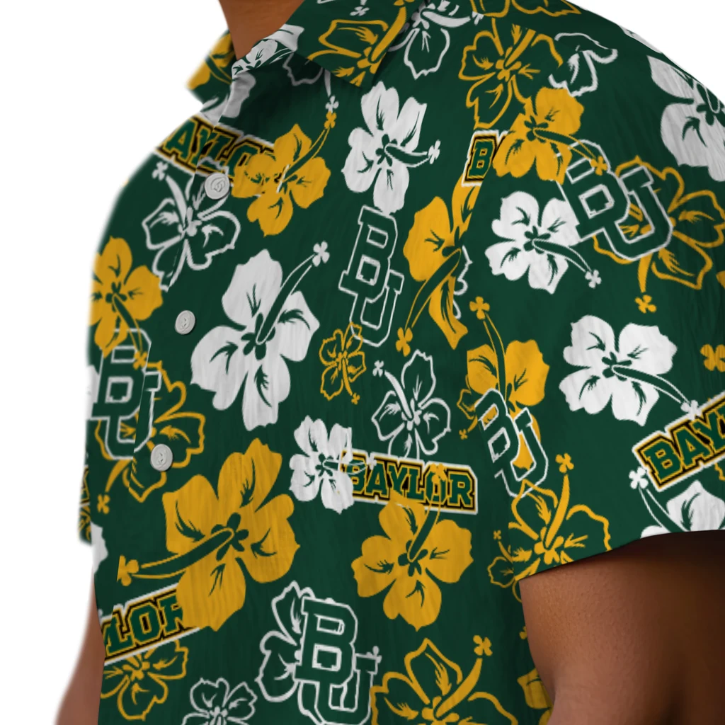 Baylor Bears Hawaiian Shirt - Hibiscus Flower Design baylor bears hibiscus bloom green hawaiian shirts trendy