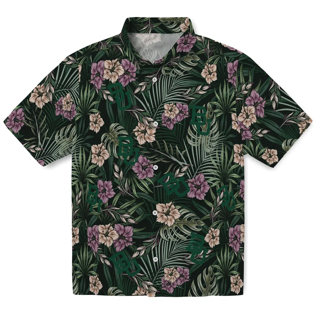 Baylor Bears Hawaiian Shirt - Hibiscus Leaves Pattern baylor bears hibiscus leaves pattern green hawaiian shirts best selling