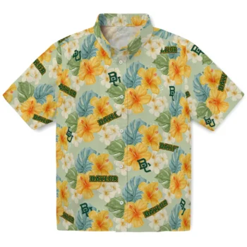 baylor bears hibiscus mood pale lime yellow hawaiian shirts best selling